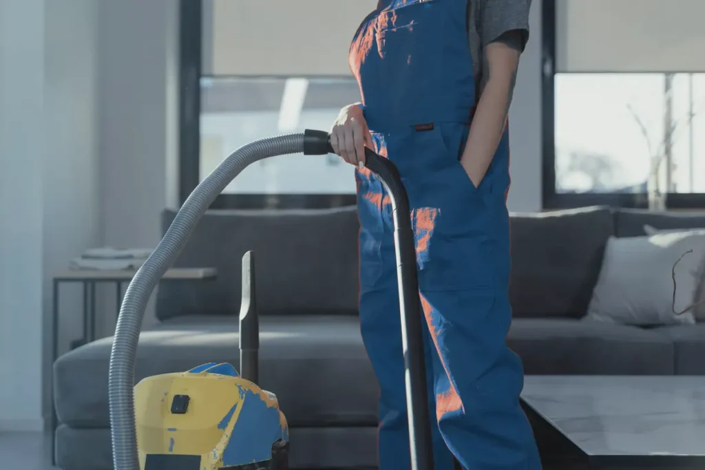 Cleaning professional prepping a guest-ready home in Riverdale GA for the holidays