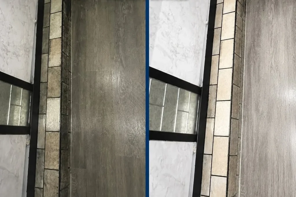 Deep cleaning a Jonesboro, GA bathroom, tile and fixtures scrubbed and sanitized