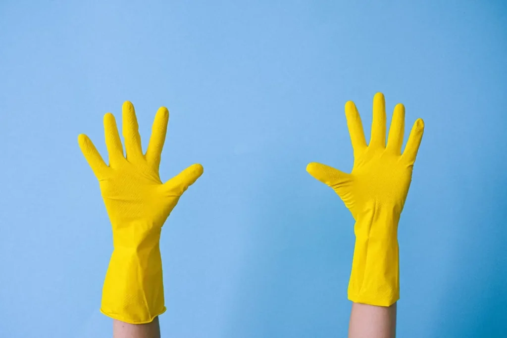 Professional mopping a commercial floor during a janitorial visit