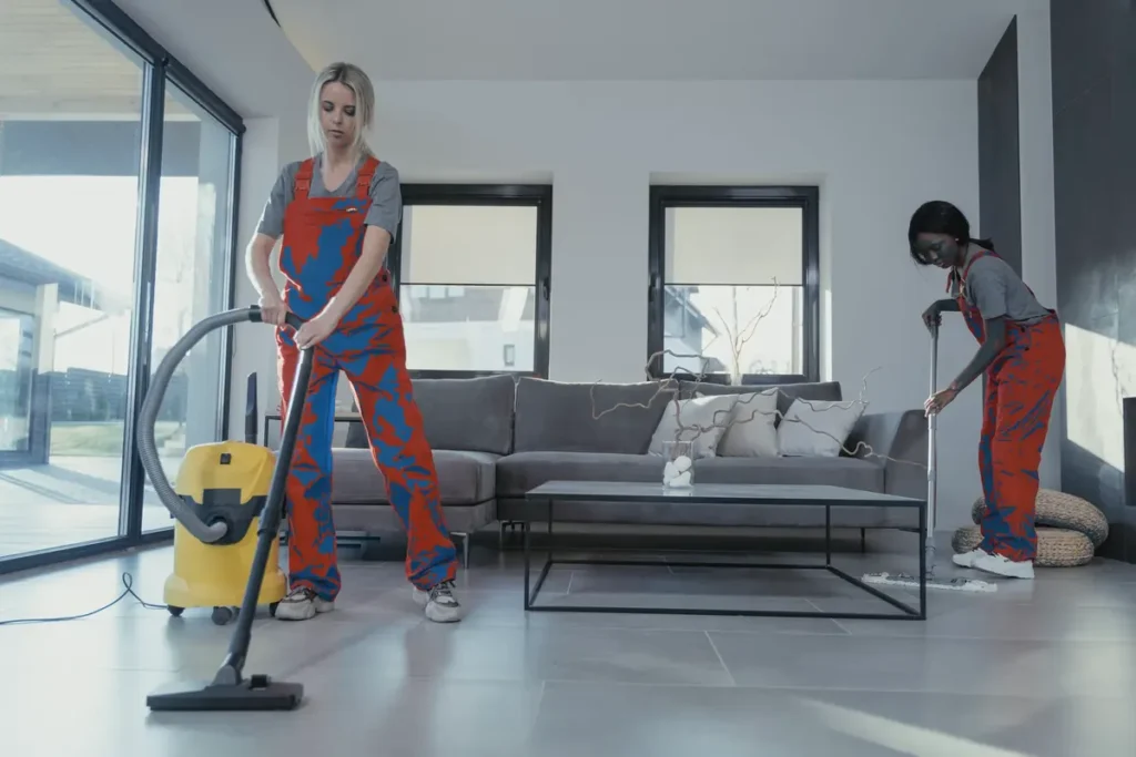 Professional cleaner doing a fast same-day cleaning visit in a Georgia home