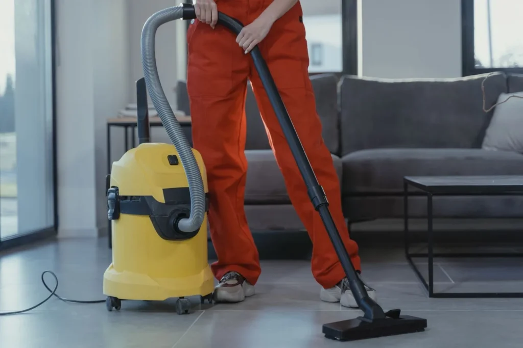 Professional cleaner wiping a surface